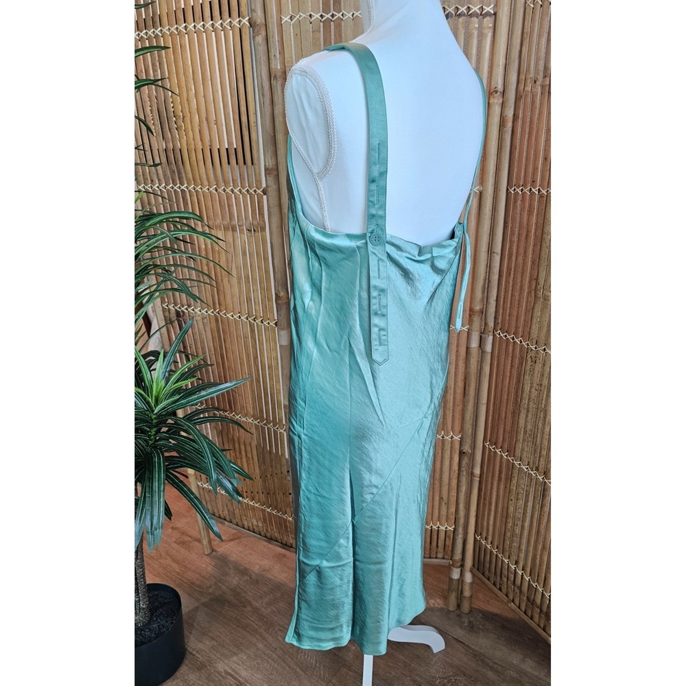 Wildfang The Empower Adjustable satin slip dress in sage size SMALL NWT - Picture 6 of 16